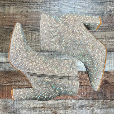 Forever Iridescent Silver Rise & Shine Rhinestone Booties NWT - Size 8