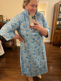 Holly Shae White and Blue Hydrangeas Print Side Slits Dress- Size XL/XXL