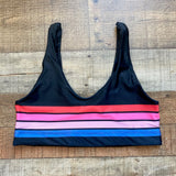 Goldsheep Black with Red/Pink/Blue Stripes Sports Bra- Size L (we have matching leggings and pullover)