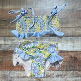 Beck & Gray Blue and Yellow Print Smocked Two Piece Swim Suit- Size 4 (sold out online)