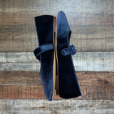 J Crew Navy Velvet Mary Jane Flats- Size 9