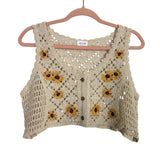 Le Lis Crochet Sunflower Embroidered Vest- Size S/M (see notes)