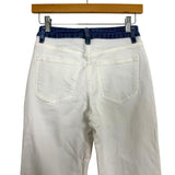 Bayeas Los Angeles White Jeans with Dark Denim Waist and Cuffed Hem Straight Leg Jeans- Size 25
