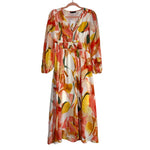 Pretty Garden Printed V-Neck Long Sleeve Dress NWT- Size S