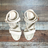 Raye Ivory Rope Braided Ankle Strap Block Heel Sandals- Size 7.5 (sold out online)