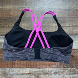 Lululemon Black/Grey Heathered with Pink Strappy Back Sports Bra- Size 12