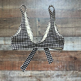 ELE SWIMS Black and White Check Front Knot Bikini Top- Size S (see notes)