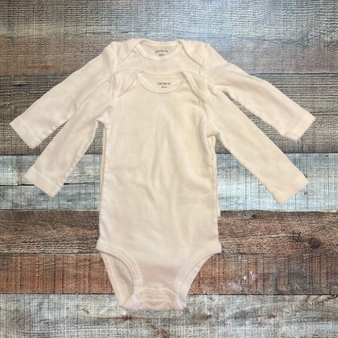 Carters Pack of Two White Long Sleeve Onesies- Size 6M