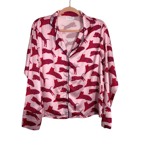Vestique Pink Tiger Pajama Top - Size S (We Have Matching Bottoms! See Notes)