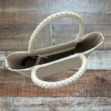 Madewell Cream Cow Leather Woven Handbag NWT