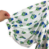 Saule Parc White with Blue/Green Floral Print Tie Front Balloon Sleeves Top- Size M (see notes)