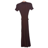 Self-Portrait Brown Knit Front Pocket Ribbed Midi Dress- Size S