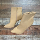 Schutz Mikki Cream Leather Side Zipper Stiletto Heel Booties- Size 8.5 (see notes)