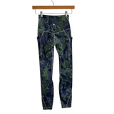 Lululemon Green/Black/Blue Marbled Leggings - Size 2 (Inseam 24")