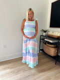 AURA Pastel Striped Shoulder Tie Dress- Size M (sold out online)