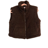 Pink Lily Chocolate Faux Fur Zip Up Vest- Size S