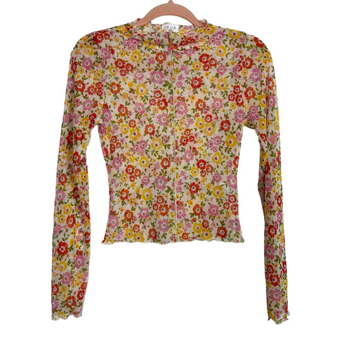 Le Lis Sheer Floral Long Sleeve Top- Size S