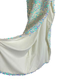 Saylor White with Iridescent Sequins and Side Cut Out and Slit One Shoulder Dress- Size S (sold out online)
