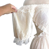Skylar Rose Cream Prosha Tulle Off the Shoulder with Back Cut Out Tiered Maxi Dress NWT- Size S