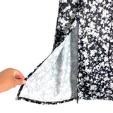 No Brand Black Floral Slit Satin Skirt- Size L