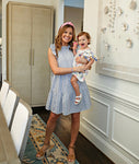 Mudpie Blue and White Striped Ruffle Back Tie Dress- Size S (see notes)