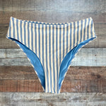 Cupshe White/Blue Striped Swim Bottoms - Size M (See Notes)