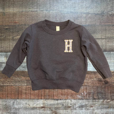 Rabbit Skins Navy Embroidered Floral H Sweatshirt- Size 2