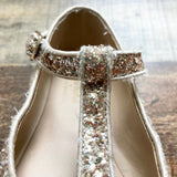 Nicola Bathie x Edgehill Collection Gold Glitter T-Bar Flats- Size ~12 (see notes)