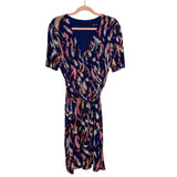 Ellen Tracy Navy Pink Orange and Yellow Printed Dress- Size 12