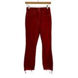 Mother Red Corduroy Frayed Hem Pants- Size 25 (Inseam 26”)