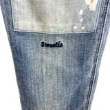 American Eagle Vintage High Rise Distressed Patch Embroidered Jeans- Size 12 (see notes, Inseam 26")
