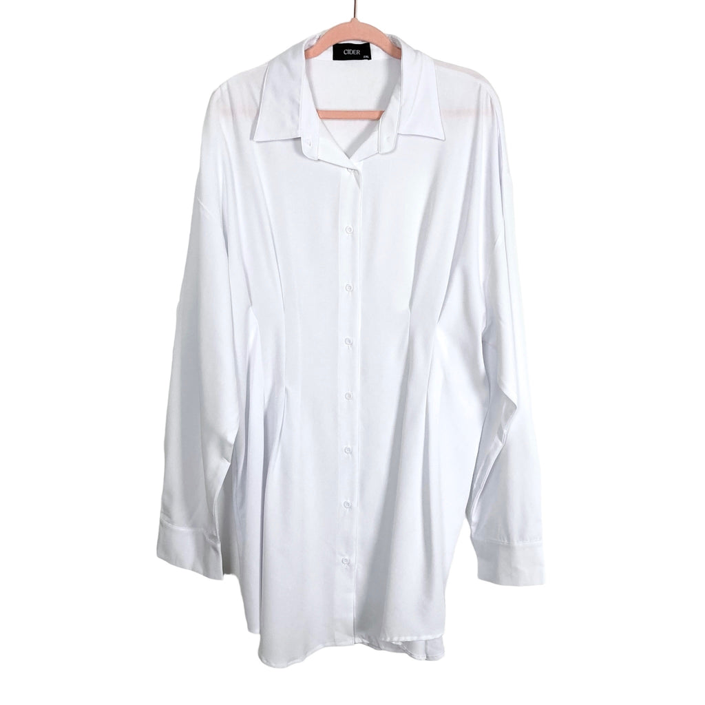 Cider White Button Up Shirt Dress- Size 2XL – The Saved Collection Cider White Button Up Shirt Dress- Size 2XL – The Saved Collection