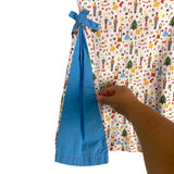 James & Lottie Nutcracker Print with Blue Side Pleats and Bows Dress- Size 5