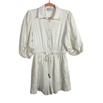 Petal + Pup Off White Button Front with Robe Belt Romper- Size S