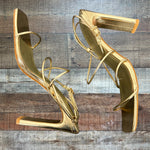 Billini Gold Strappy Heeled Sandals- Size 8