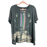 Magnolia Pearl Gray Distressed Rainbow Moon Surfing Tee- Size ~L (no size tag, fits like a large)