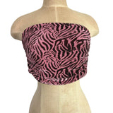 Ramy Brook Pink Pattern Pleated Back Tie Bandeau Top- Size ~XS (no size tag, fits like an extra small, we have matching skirt)