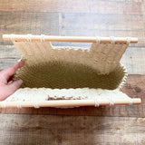 No Brand Crescent Straw Wooden Handle Handbag
