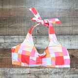 Pink Lily Red/Pink/Orange Patterned Padded Halter Bikini Top- Size S (we have matching bikini bottoms)