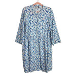 Tuckernuck White/Blue/Brown Floral Print Button Up Royal Shirt Dress- – The  Saved Collection