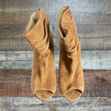 Kristin Cavallari Brown Suede Peep Toe Booties- Size 7 (see notes)