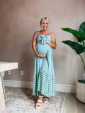 Pink Lily Green/White Polka Dots with Tie Smocked Maxi Dress- Size S (see notes, sold out online)