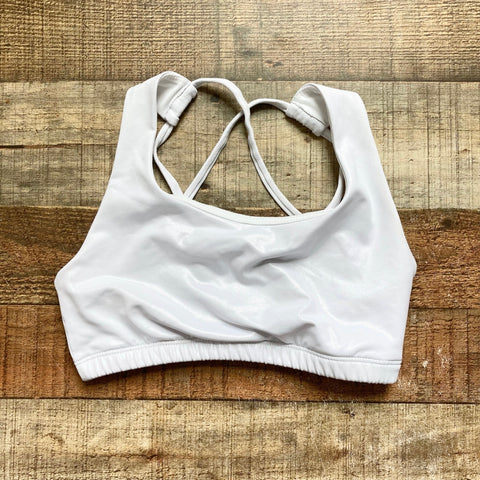 Onzie White Shimmer Strappy Back Sports Bra- Size S/M