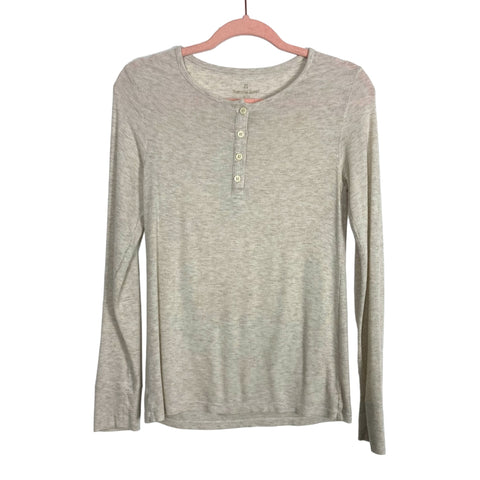Tommy John Oatmeal Ribbed Henley Top- Size XS (see notes)