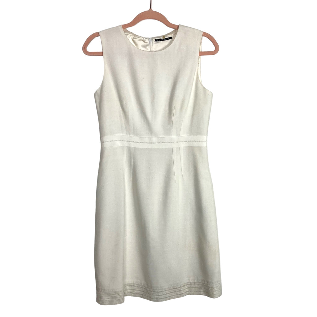 Elie Tahari Off White Ribbon Belted Dress- Size 6 (see notes) – The Saved Collection Elie Tahari Off White Ribbon Belted Dress- Size 6 (see notes) – The Saved Collection
