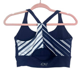 Enavant Navy Striped Cutout Back Sports Bra- Size S