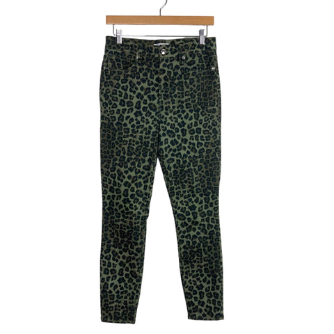 Good American Green Animal Print Good Waist Crop Jeans- Size 8/29 (Inseam 27”)