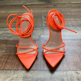 Elisabet Lang Neon Orange Strappy Lace Up Pointed Toe Heel Sandals- Size 7 (see notes)