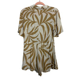 Z Supply Tan Printed Linen Blend Romper- Size XS