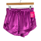 Buddy Love Purple Satin Feather Trim Pajama Shorts Set NWT- Size S